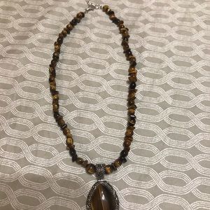 Tiger’s eye necklace with enhancer - QVC